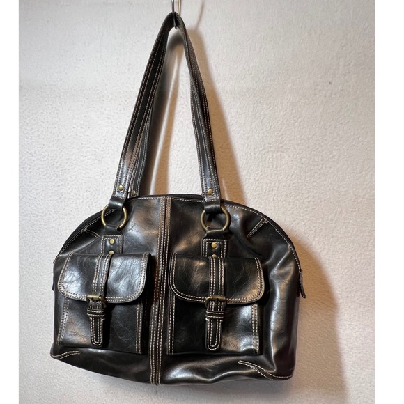 Style&co Black Faux Leather Satchel Bag Purse Top Handle Shoulder Bag - Picture 1 of 13